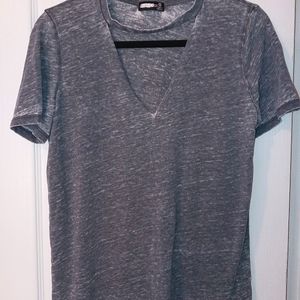 Heather Grey V-neck w/ Choker Neckline - Small